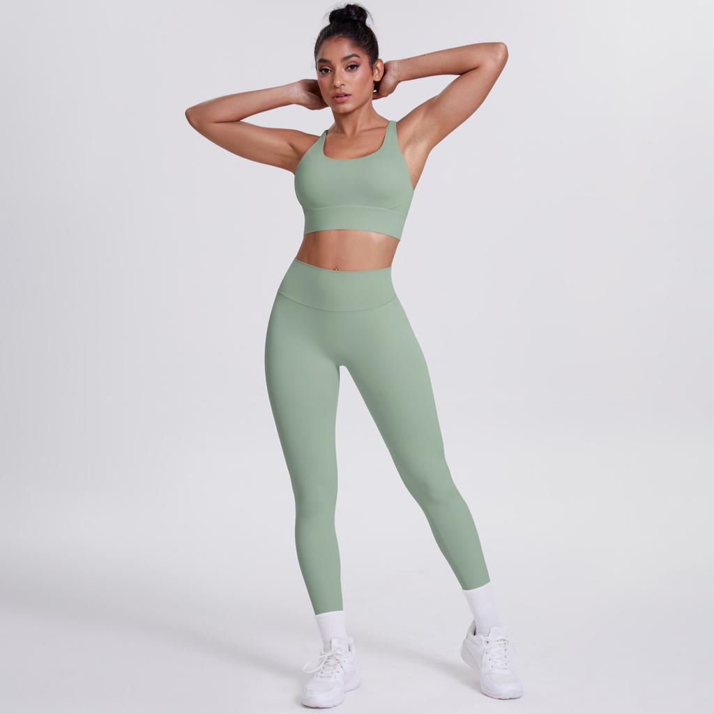 New Woolen Tight Yoga Dress Cross Back Sports Bra Set Cloud Sensing Speed Drying Running Fitness Two Piece Set For Women