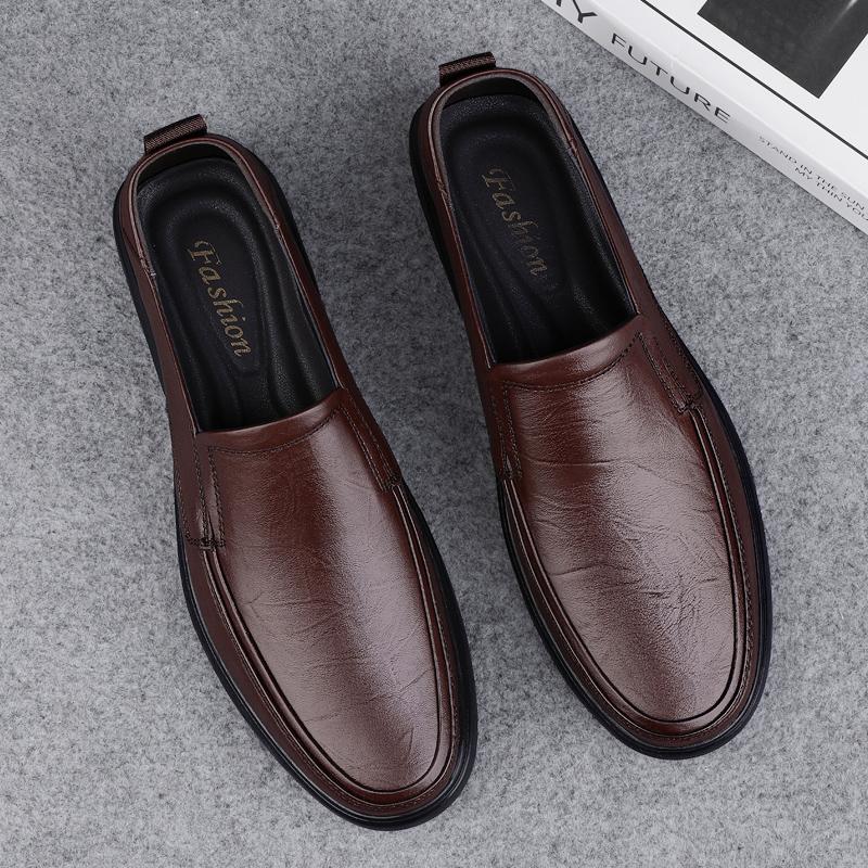 Male Comfortable Walking Flats High Quality Dress Loafers Mens Genuine Leather Slip on Shoes 2025 All-match Mens Casual Shoes