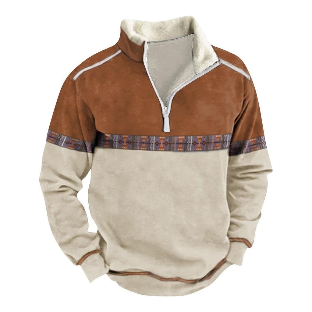 Langermet topper herre glidelås kontrast vinter genser Outdoor Casual genser