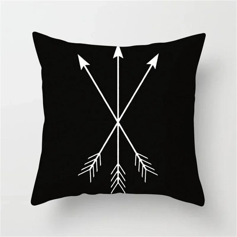 Black And White Geometric Cushion Cover Sofa Living Room Home Decor Wavy Line Pillowcase
