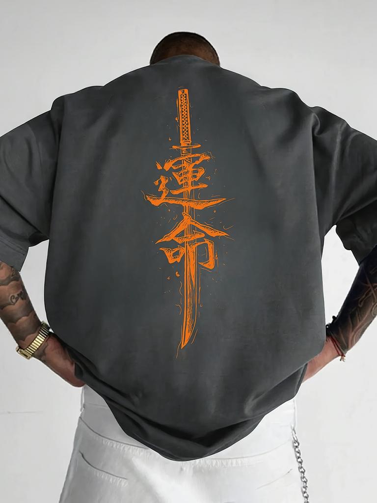 Japanese Samurai Sword Print 100 Cotton Trend Men Women Tshirt Summer Autumn Daily Outdoor Sports Party Casual Short Sleeve