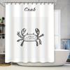 White Printed Shower Curtain With Crab Pattern Decorative Home Bathroom Waterproof Fabric Bath Liner 180X245Cm