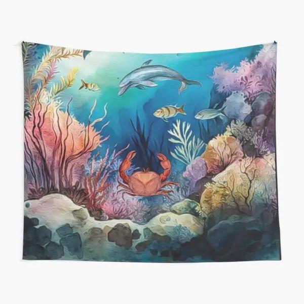 Undersea World Tapestry Tropical Fish Tapestry Wall Hanging Ocean Scenery Tapestries for Bedroom Living Room Home Decoration