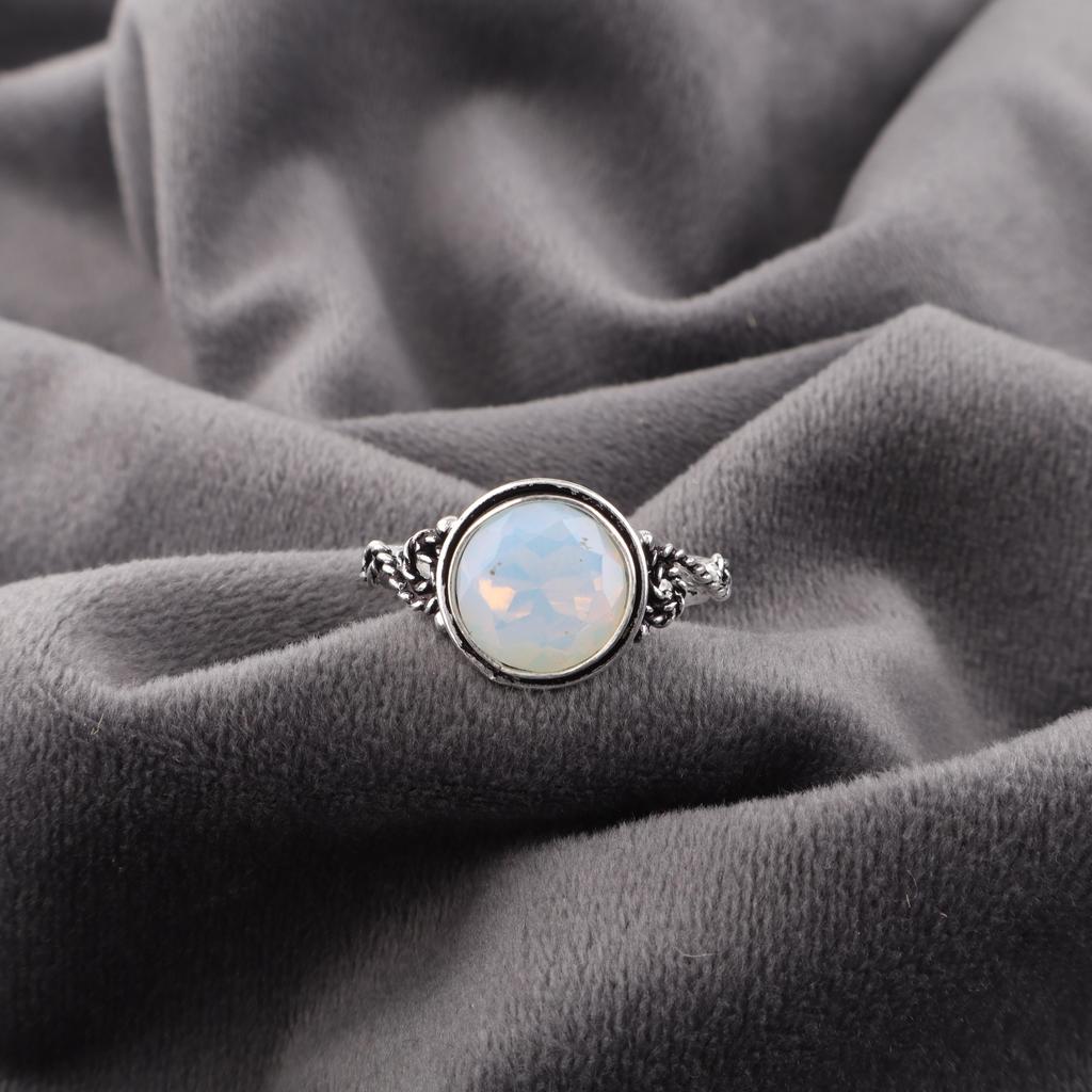 Attractive Milky Opal Handmade Jewelry Ring, 925 Sterling Silver Gemstone Dainty Ring, Gift For Mother