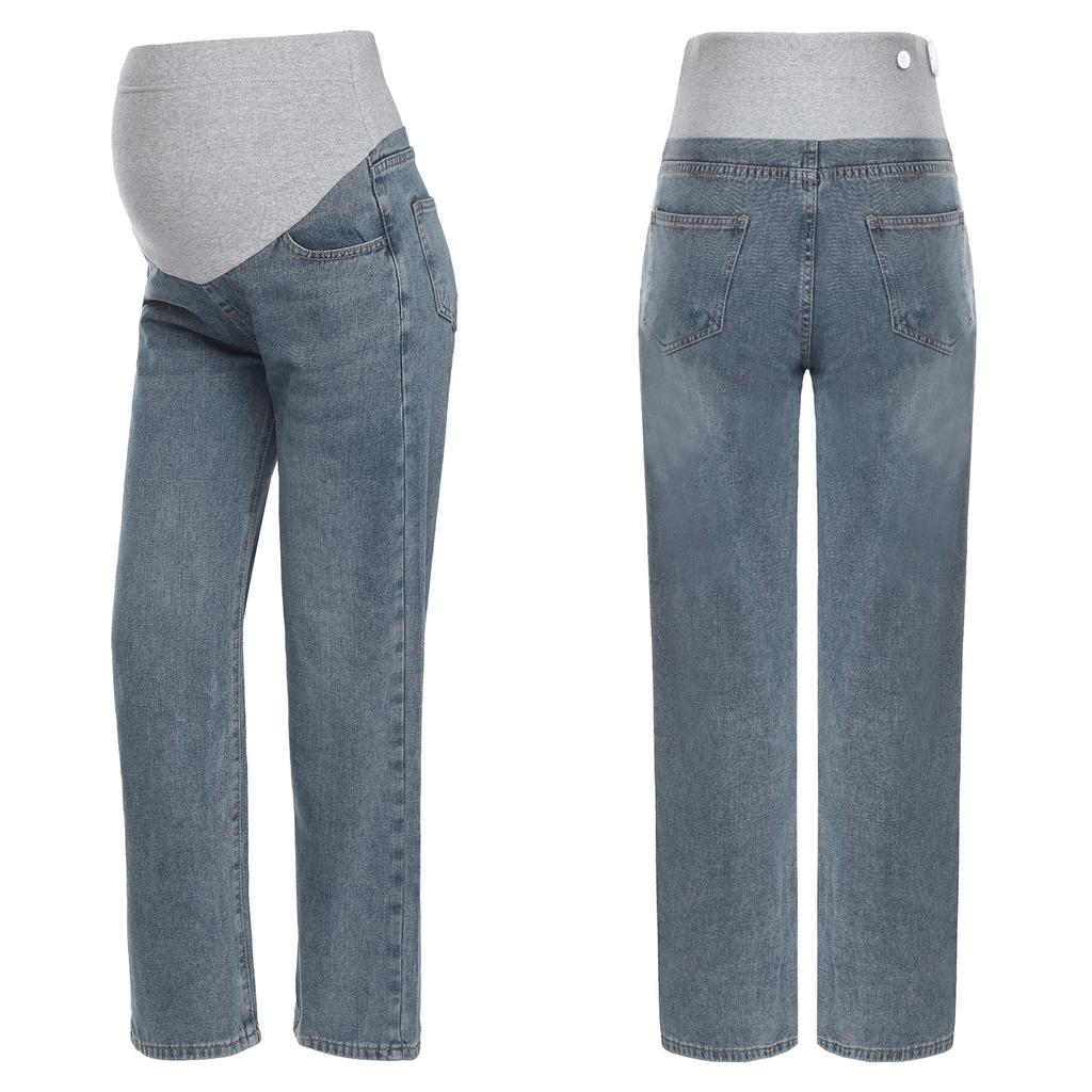 Pregnancy Essential Wide-Leg Jeans M-3XL: Stretch Denim with Adjustable Waistband & Pockets, Casual Maternity Wear