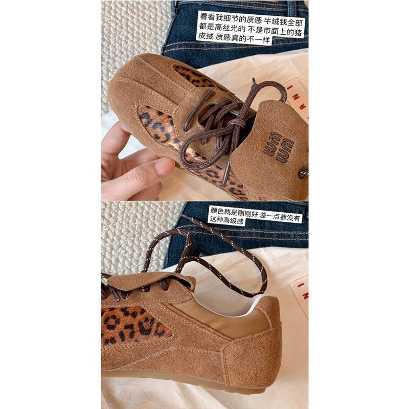 Leather version~ shoes retro leopard print versatile casual sports shoes flip women's board shoes
