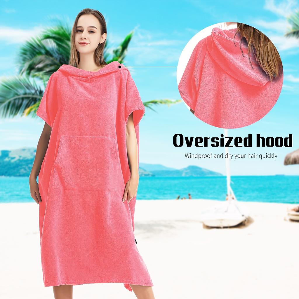 Quick Dry Hooded Towel Robe with Pocket Unisex One Size for Swimming Surfing Outdoor Sports Beach Activities