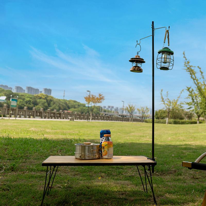 Outdoor Folding Light Frame Aluminum Alloy Camping Light Pole Support Hanging Hook Desktop Insertion for Camping