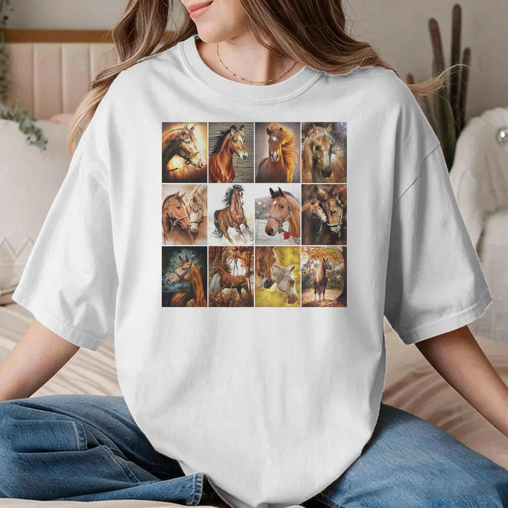 Animal Horse TShirts for Unisex Unisex Equestrian Race Racing Pure Cotton Tee Shirt Crewneck Short Sleeve T Shirt Unique Clothes