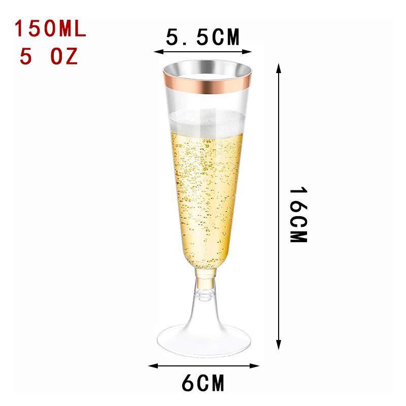 Detachable Red Wine Dessert Cup with High Stem - Disposable Plastic Champagne Flute for Weddings or Pudding Mousse.