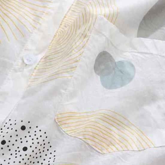 Primavera otoño mujer camisa estampado de moda manga larga dobladillo Irregular Anti sol solapa abrigo largo para uso diario