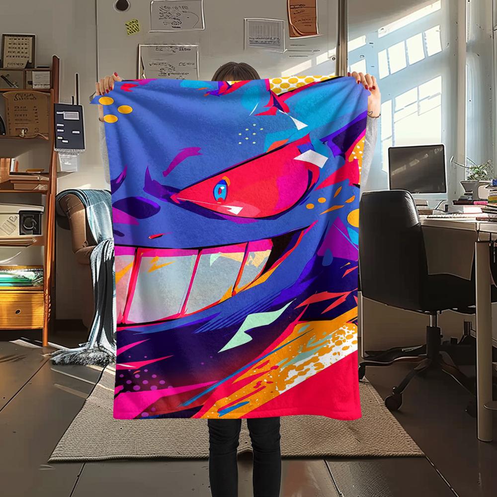 Pokémon  Ghost Bulbasaur Print Flannel Blanket,High Quality Comfortable for All Seasons,Home Decor,Warmth and Comfort,Perfect for Christmas Gifts