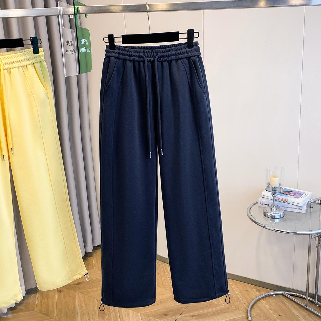 DIMANAF 2025 Plus Size Long Pants Belt Women Solid Harem Elastic Waist Casual Loose Pants New