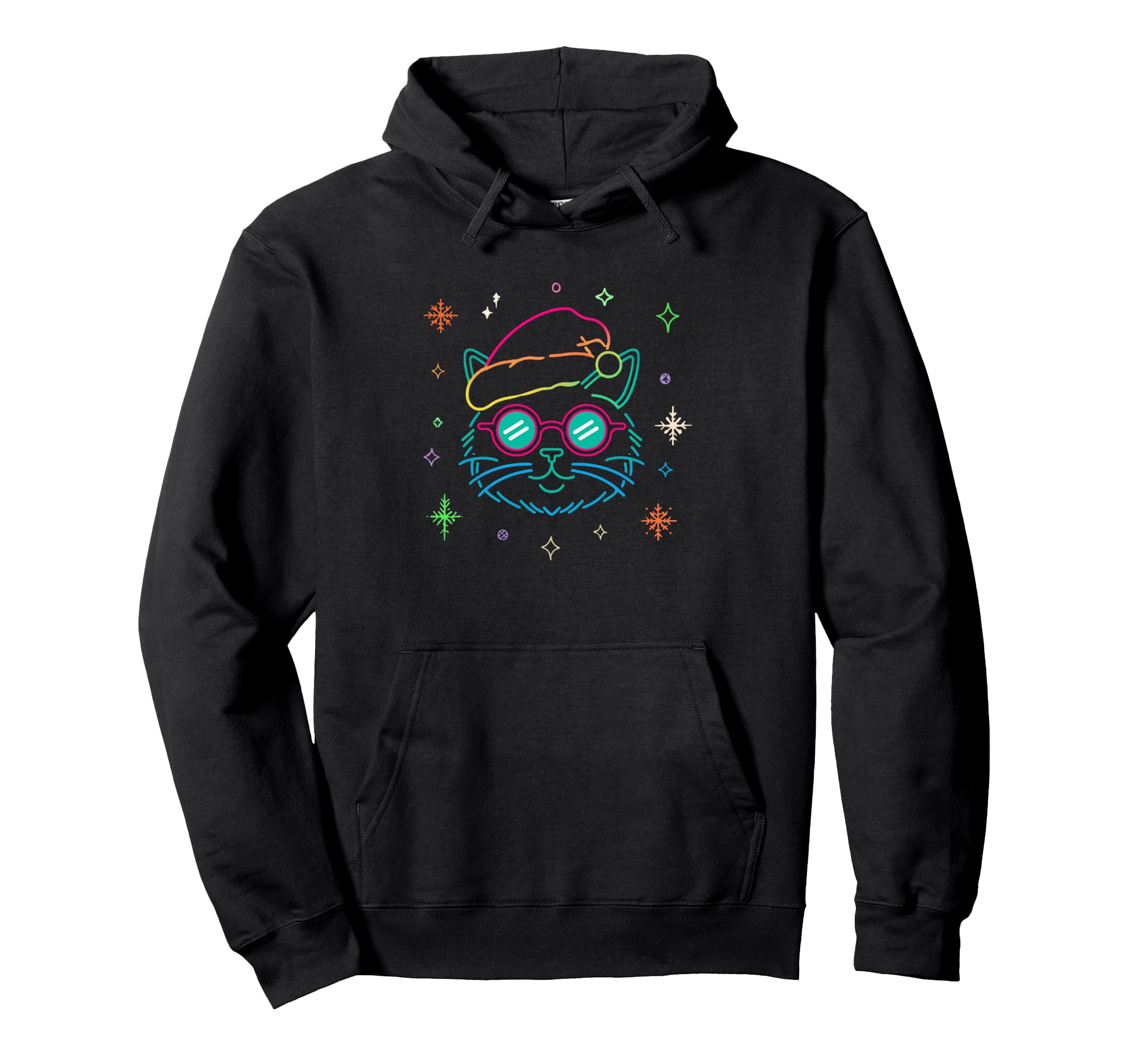 

Cat face, round glasses, winter, character graphic, pink, star, hoodie