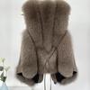 Autumn Winter Women Vest Short Style Splicing Solid Color Fur Coat