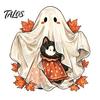 Halloween Party Supplies Wooden Ghost Ornament with Pumpkin Pattern, Double Sided Desktop Decoration, Spooky Tiered Tray Decor Decor, Wood Tabletop