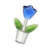  Crystal Glass Tulips Flower Miniature Sculpture Ornament for Valentines Gift
