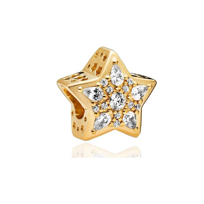 NEW DIY Sparkling Gold-Plating Serise Family Star Flower Cake Charm Bead Fit Silver European Bracelet Jewelry Gift