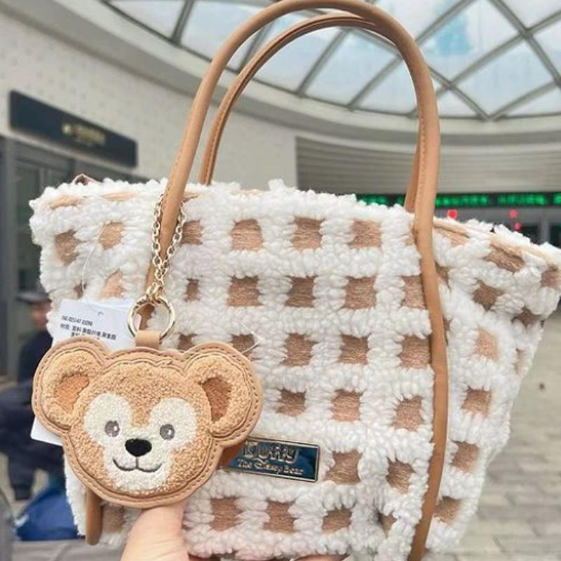 New Disney Polyurethane Shangdi, Plush Tote Shoulder Bag, Crossbody Bag, Handbag Regular Women's Khaki & White 400060362337