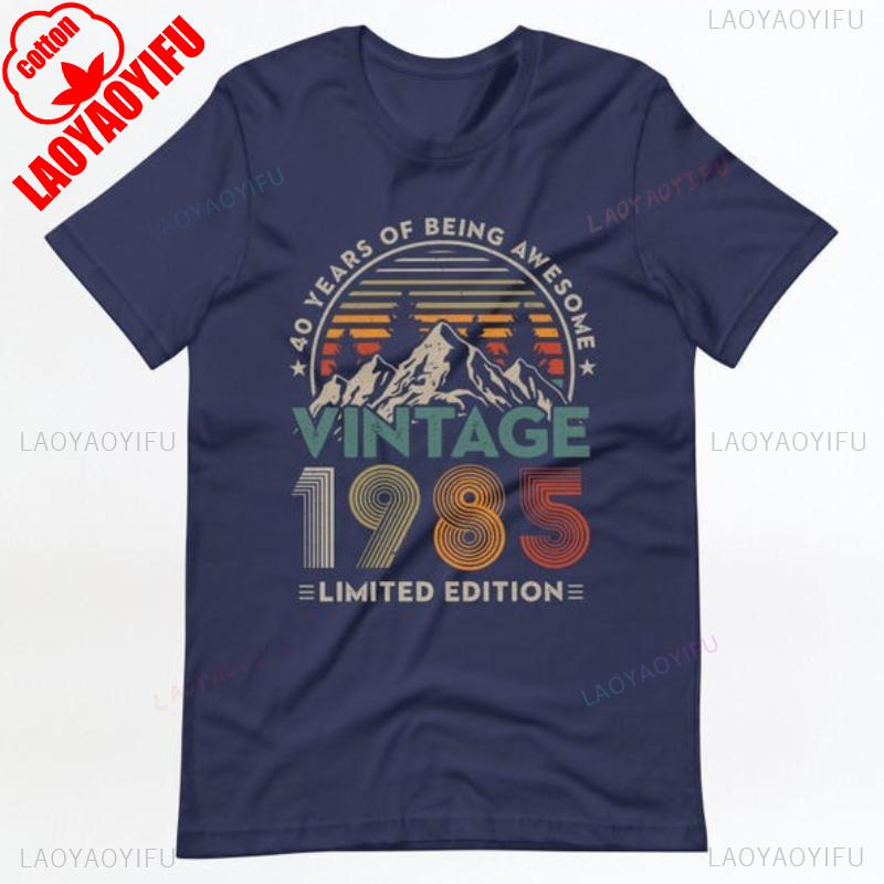 40th Birthday Shirt Cotton Short Sleeve Summer Casual Vintage 1985 Gift Tee for Women Men Friend 40 Years Old Graphic Tshirts