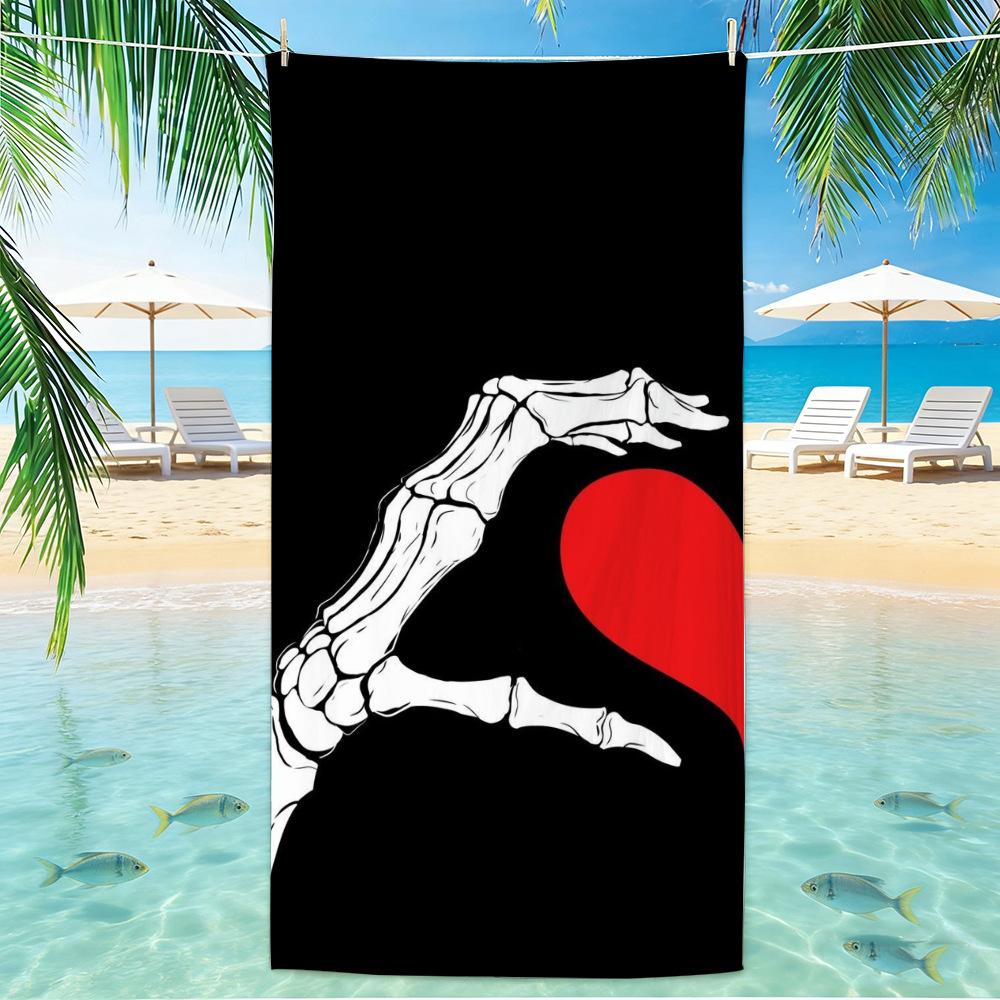 Skull Beach Towel Microfiber for Gym Travel Fitness Spa Women Girl Quick Dry Sandless Large Towels Bathroom Beach Towel