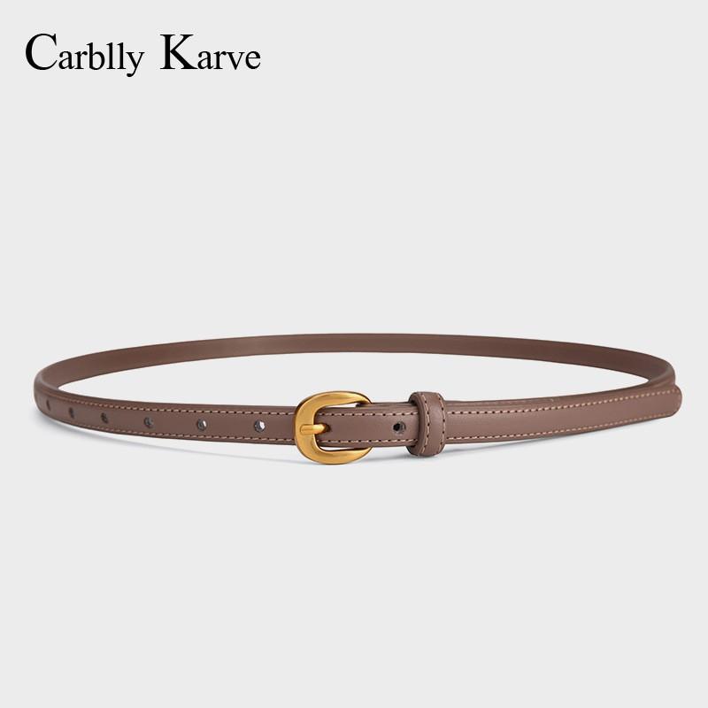 Womens Genuine Leather Thin Belt 1.5cm Wide Versatile Fashion Dress Waistband