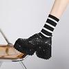 Small Height-enhancing Shoes for Women, Fashionable, Star-studded Rhinestones, Autumn Thick-soled, Light Luxury Low-top Shoes