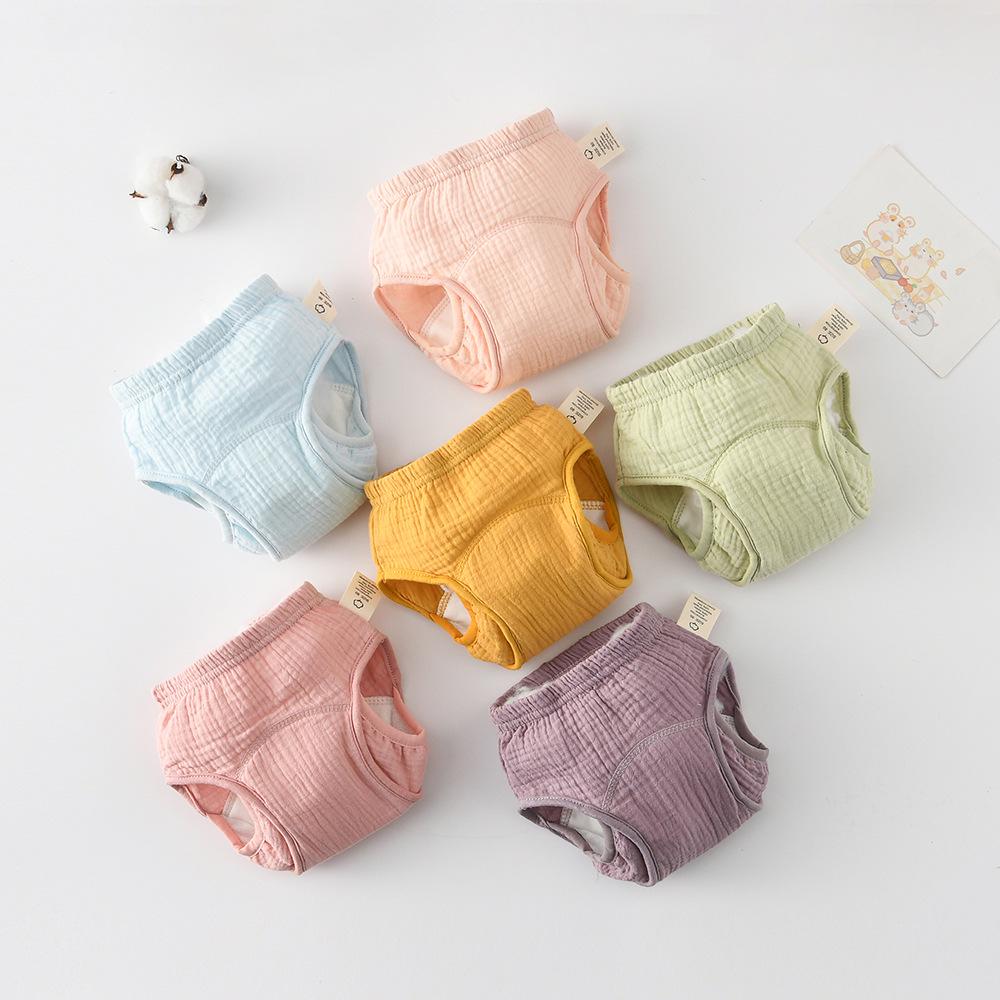 Korean Style Winged Baby Gauze Pull-up Pants: Pure Cotton Diaper Cover & Training Pants