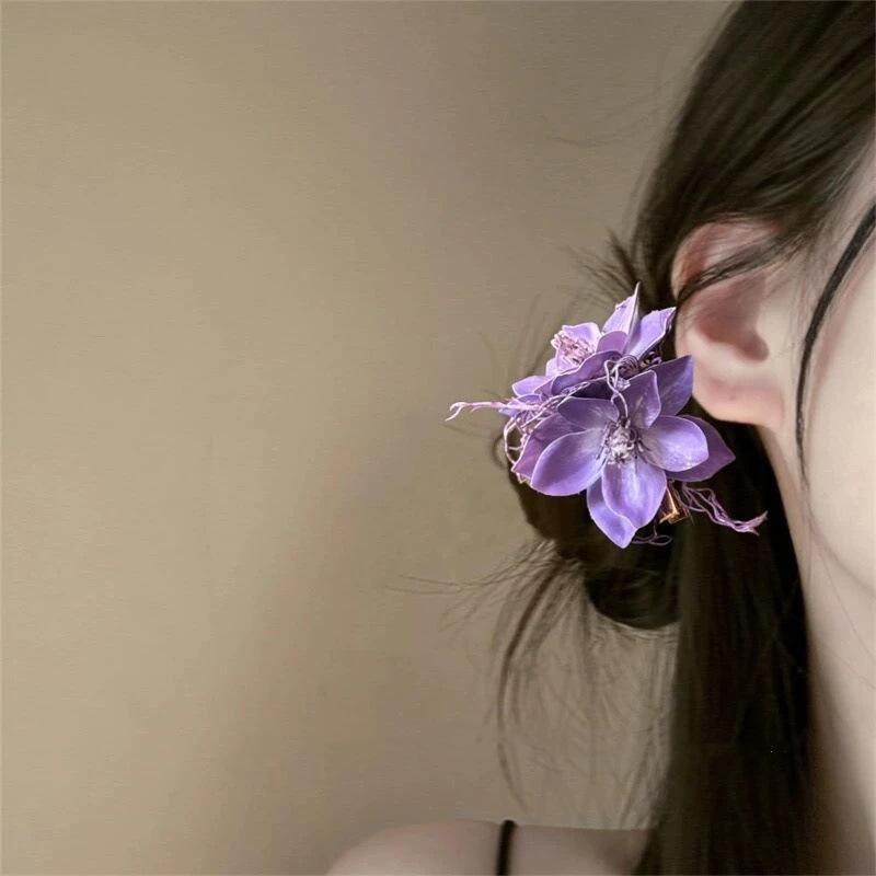 Fermagli per capelli a forma di fiore di giglio per donne ragazze Barretta Clip a pinza di granchio Fermagli per capelli per coda di cavallo Copricapo da bagno spiaggia Accessori per capelli