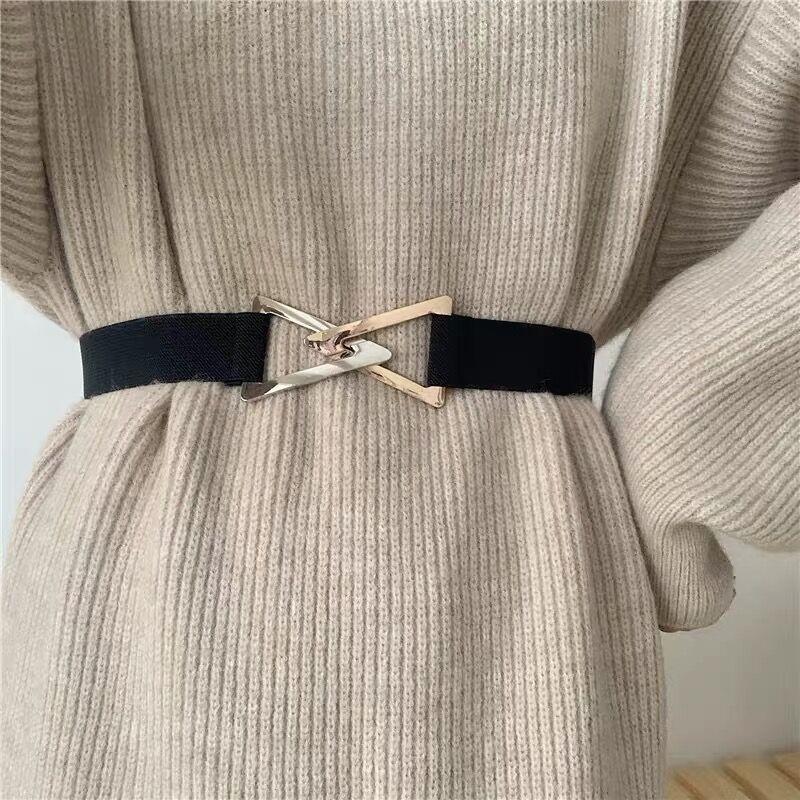 Modern Elastic Waist Belt For Women With Versatile Triangle Buckle In Colors Multiple