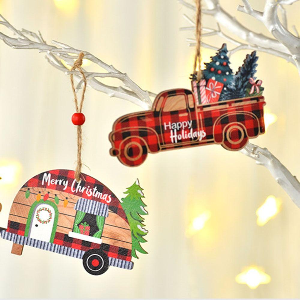 

Handmade Christmas Tree Pendant Sled/Plaid Car Christmas Decoration Festival
