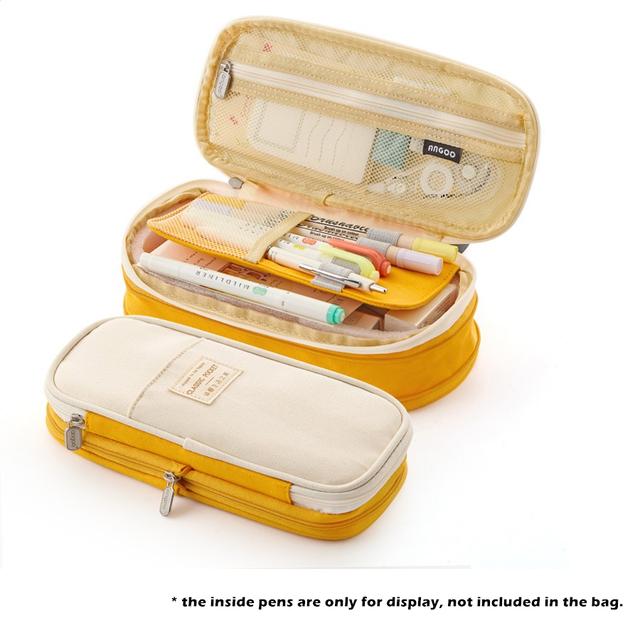 Kids Students Double Sided Pen Bag Pencil Case Special Dual Canvas Pocket Storage Bag Pouch Stationery School Trave Case Bay