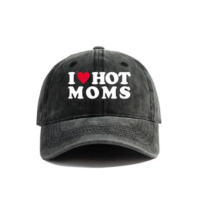 I Love Hot Moms Baseballkappe, Sommer-Distressed-Dad-Hüte, Unisex, Damen, Outdoor, verstellbare Kappen MZ-477