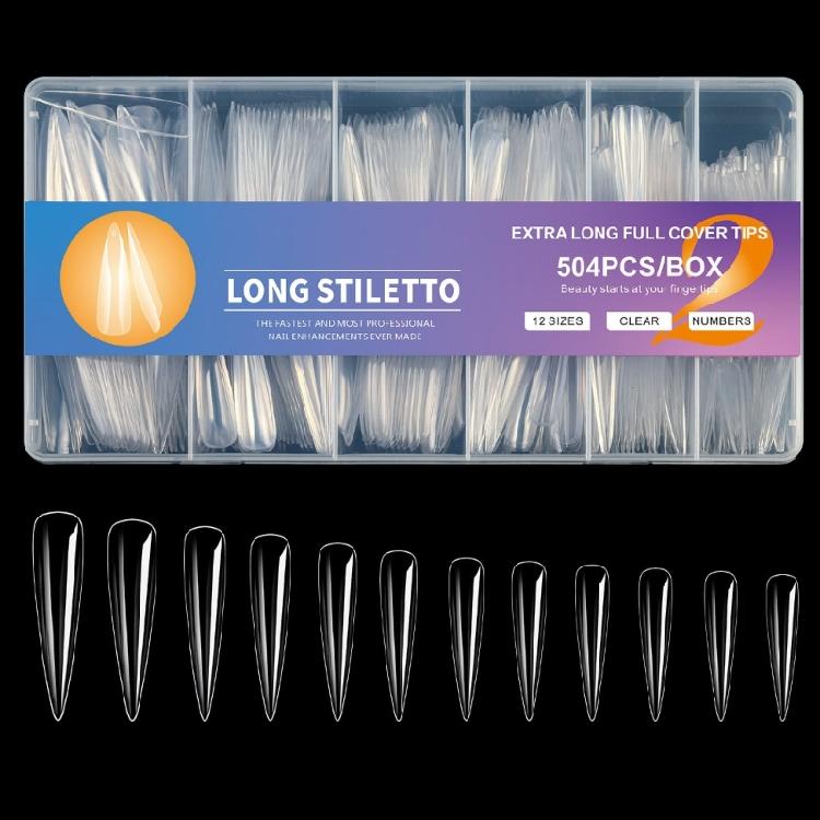Instantly Salon Styles False Nail 504Pieces/Box Long Coffin Fake Nail Easy Fit Glamorously Nail Art for Home DIY Decors