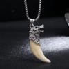 Wolf Tooth Pendant Necklace - Men's and Women's Stainless Steel Pendant Necklace Decorative Jewelry