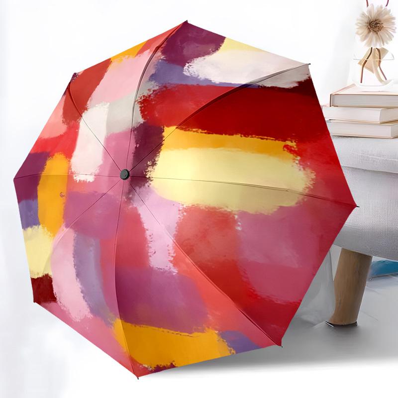 

1pc Abstract Painting Automatic Folding Umbrella - 8-Rib Durable Iron Frame, Compact Portable for Daily Travel yy251205002