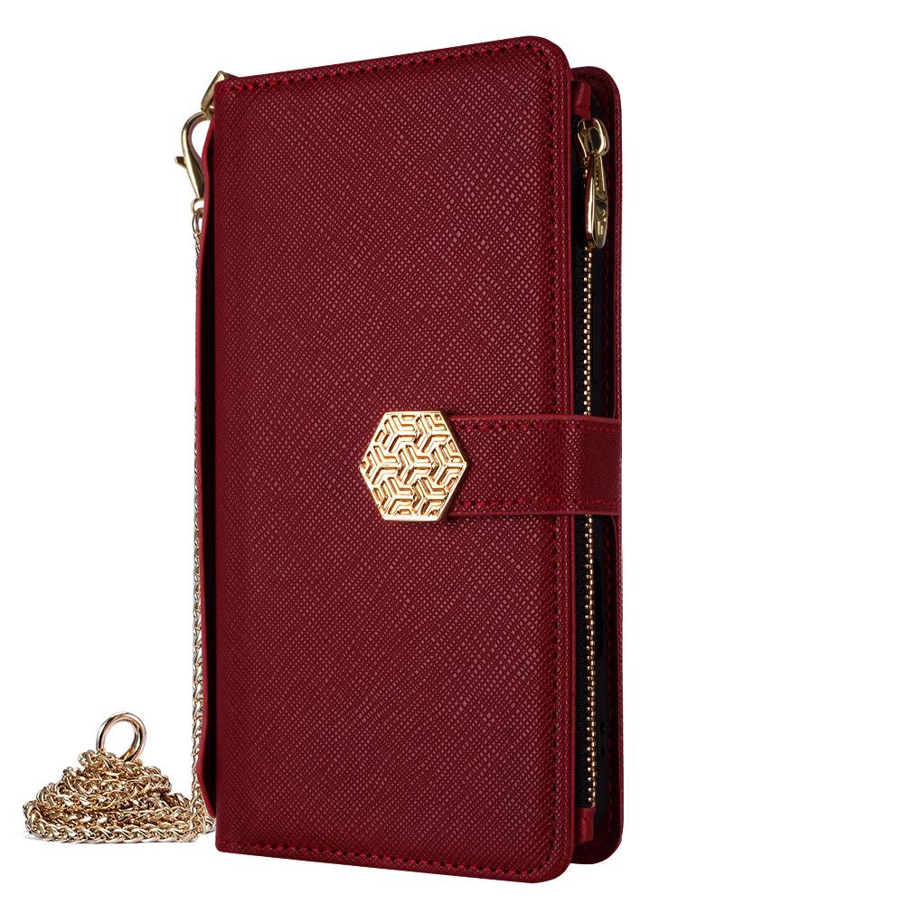 

Leather Crossbody Phone Case with Magnetic Closure for iPhone 16/17 - Handbag-Style Shoulder Bag iPhone 15 Pro Max красный