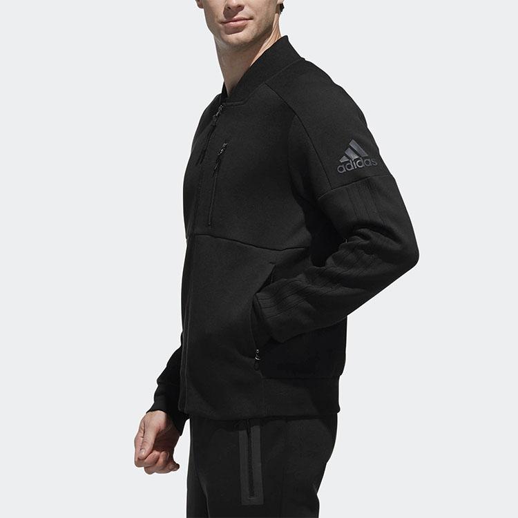 Adidas Solid Color Casual Sports Style Knitted Zip Jacket Men Jackets Black DW4625