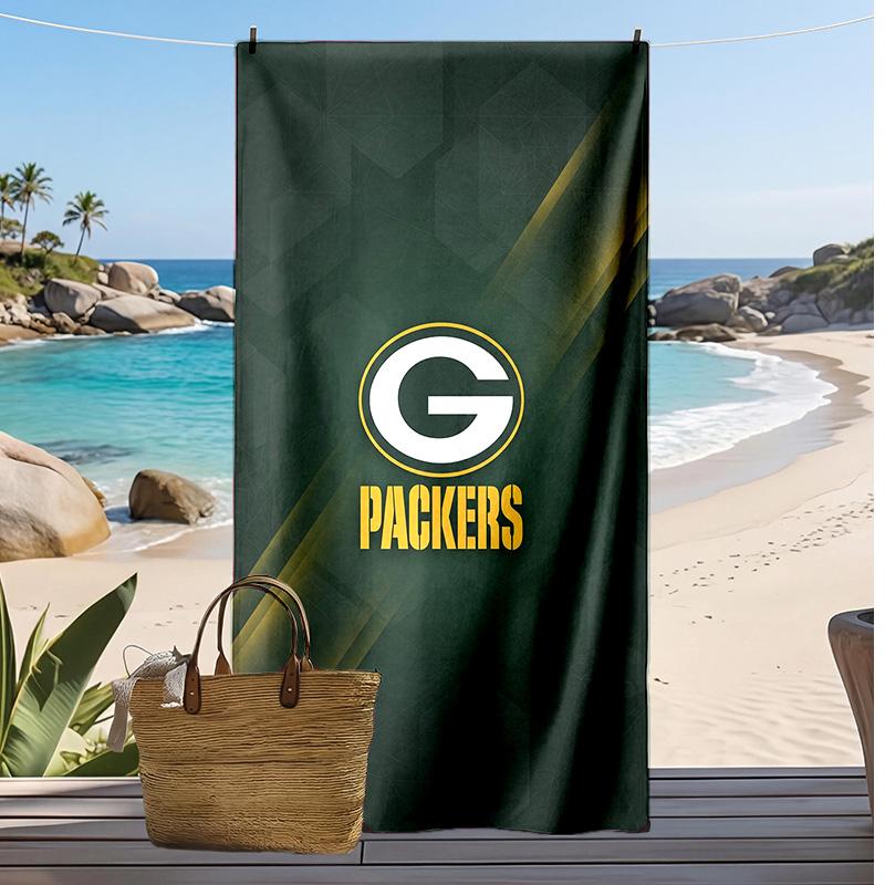 Asciugamano da Spiaggia Stampa Green Bay Packers Morbido Portatile Asciugatura Rapida?Asciugamano Asciutto Per Piscina Vacanza Estiva Sport all'Aperto