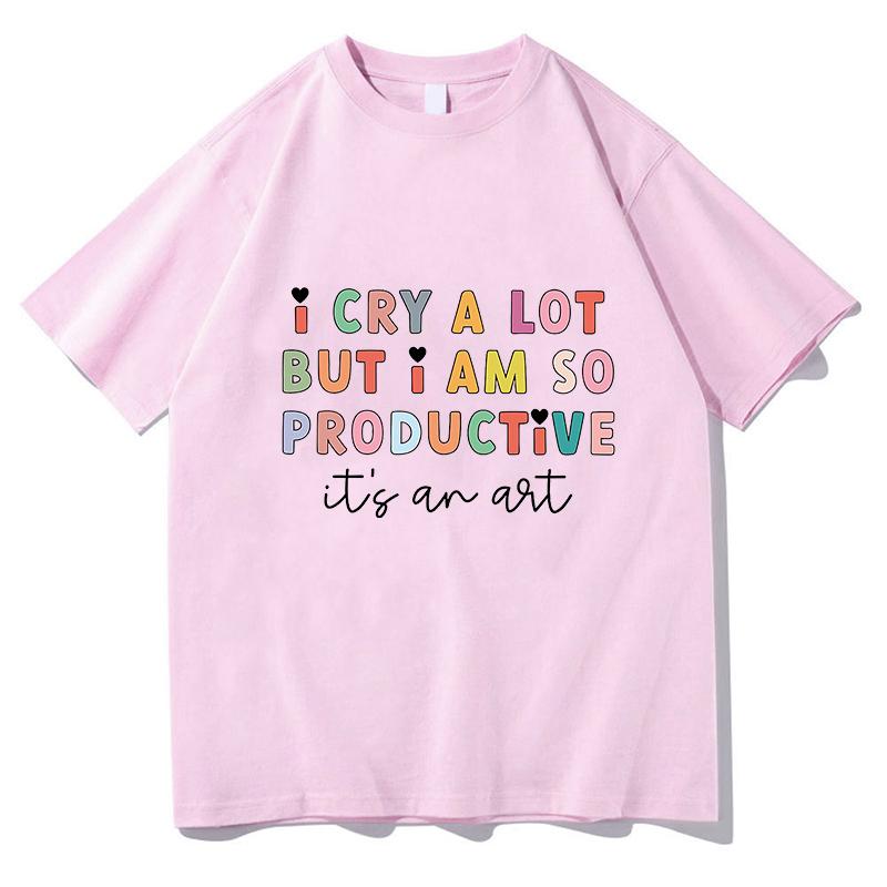 

T-shirt Manga Graphic I Cry A Lot But I Am So Productive Tee Women Cute Top Men Short Sleeve Summer Kawaii Couple Clothes 3XL