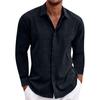 Fall Spring Men Shirt Button-down Turn-down Collar Cardigan Long Sleeves Loose Mid Length Casual Daily Wear