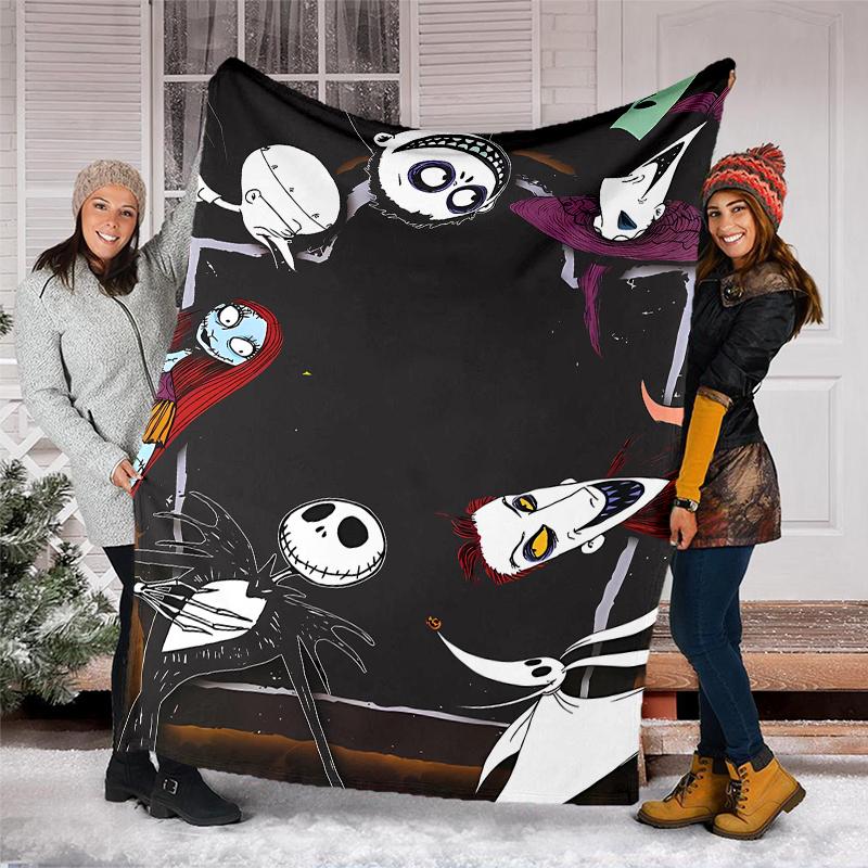 The Nightmare Before Christmas Theme Printed Blanket - Perfect for Couch, Bed, Travel & Outdoor Use | Machine Washable, Cozy & Durable.