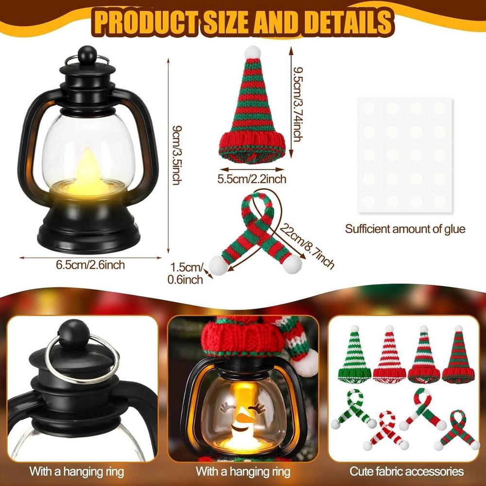 

Little Snowman Lanterns Christmas Light Mini Decoration Hangable Lamp With Hats Scarves For Holiday Outdoor Indoor Party