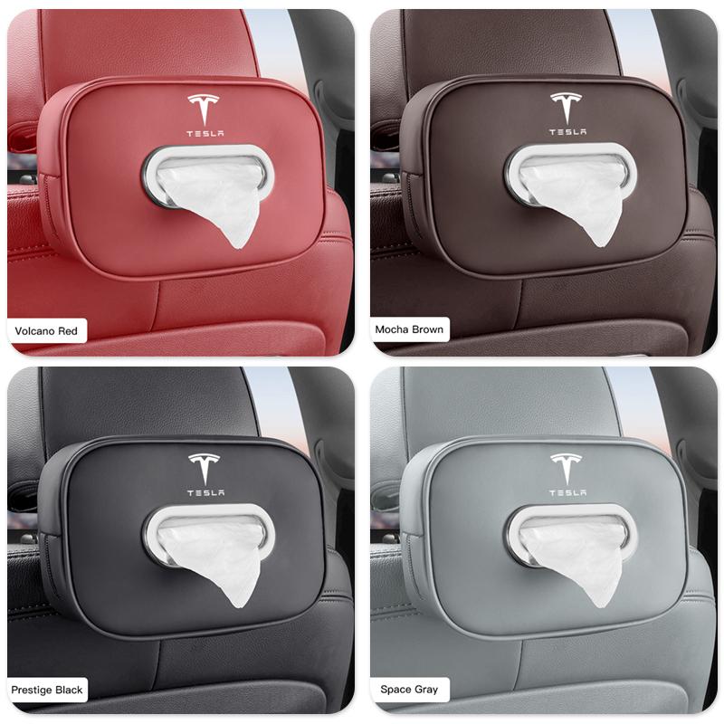 Auto Leder Taschentuch Aufbewahrungsbox Sonnenblende Sitzlehne Serviettenpapier Halter Für Tesla Model 3 Model S Model X Model Y Roadster SpaceX