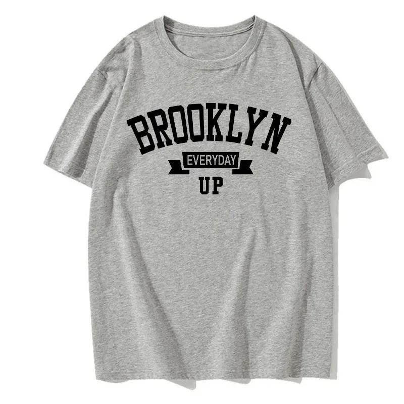 Summer Men's Cotton T-Shirt Brooklyn Print Top T-Shirt Men's Fashion Letter Vest Short Sleeve Clothing Harajuku Street Wear