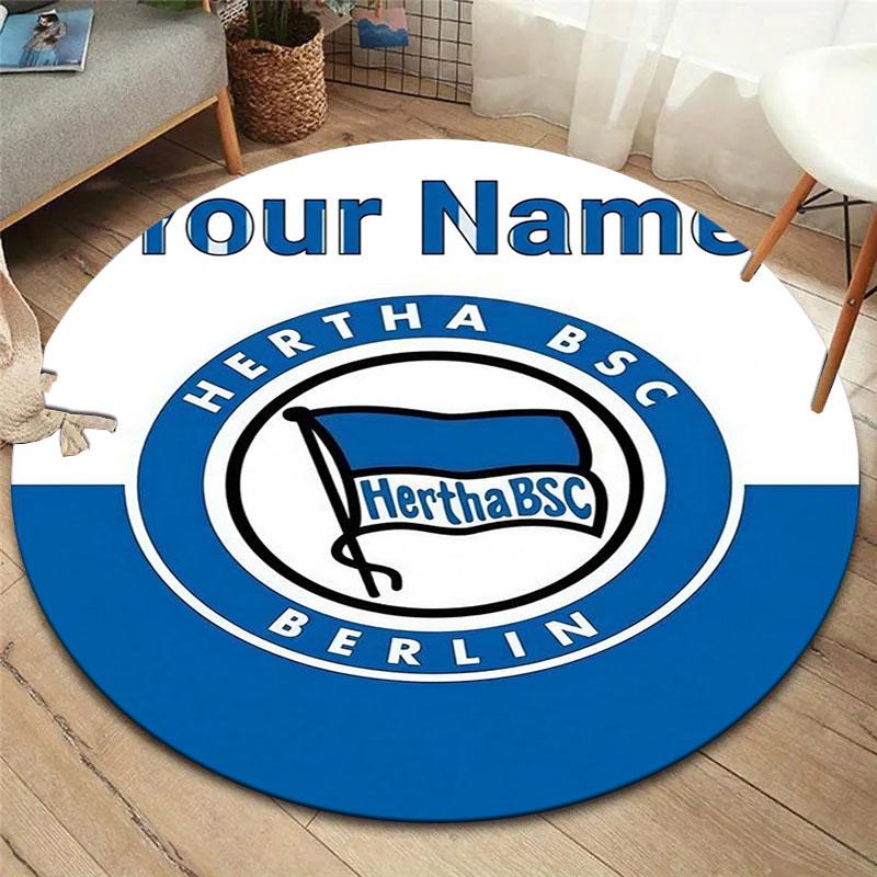 Hertha BSC Custom Name Round Area Rug,Carpet Rug for Living Room Bedroom Sofa Playroom Decor,Non-slip Floor Mat