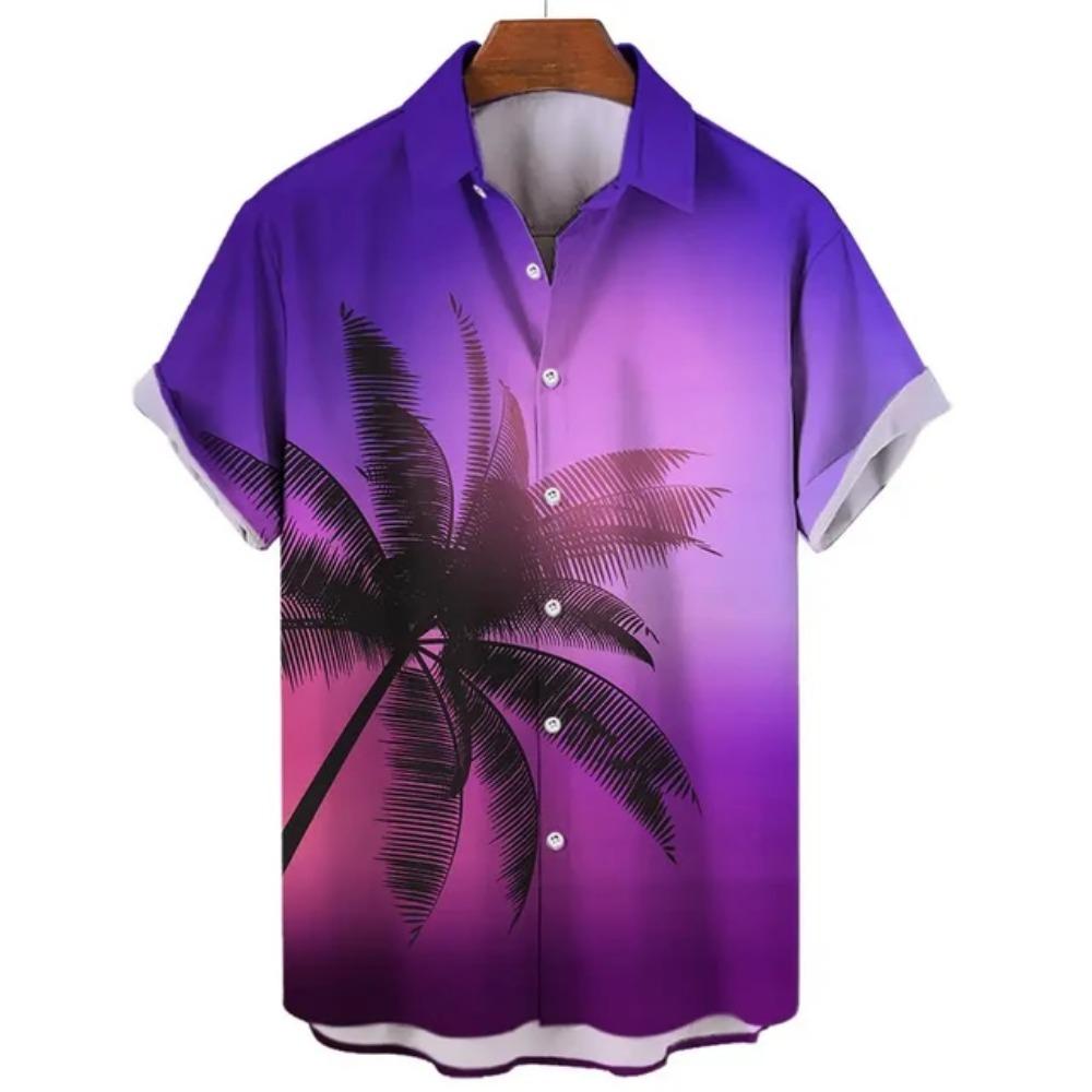 

Гавайская рубашка, летняя мужская рубашка с лацканами, градиентный узор, мужская уличная свободная рубашка с коротким рукавом и воротником на пуговицах, повседневная мужская рубашка XL