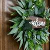24 Inch Green Artificial Eucalyptus Wreath with Welcome Sign Spring Summer Wreath for Front Door Wall Window Farmhouse Festival