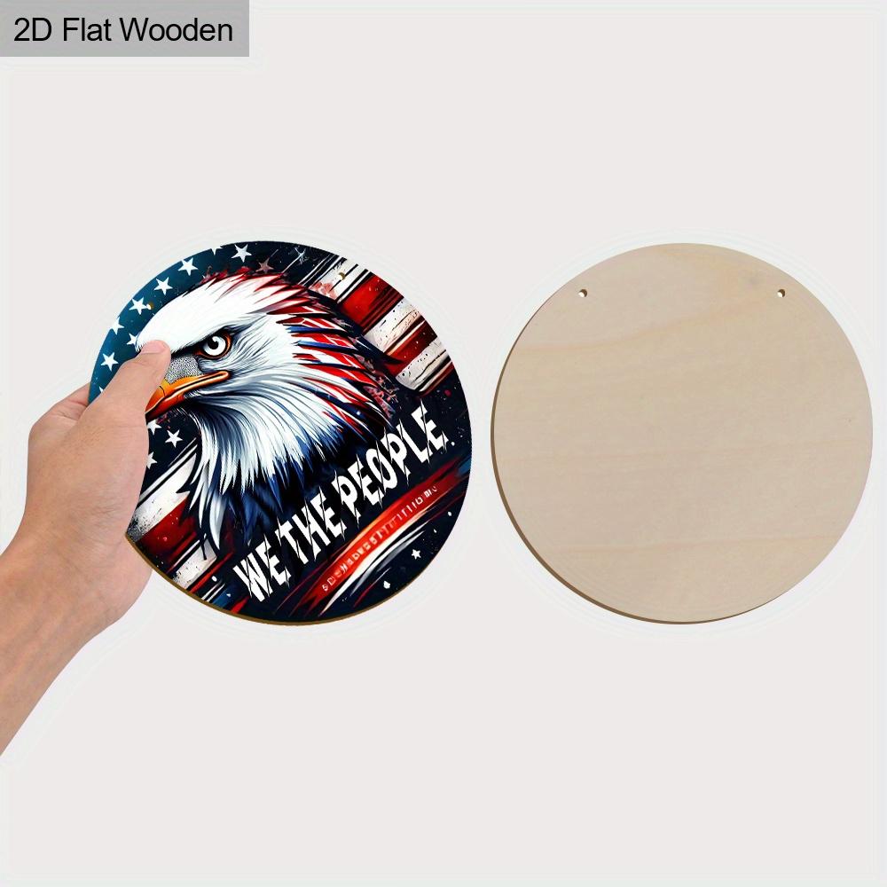 Patriotic Eagle Wooden Sign, Charming Round Sign for Front Door, Wall Hanging Decor - Ideal 4th of July & Memorial Day Gift for Patriots