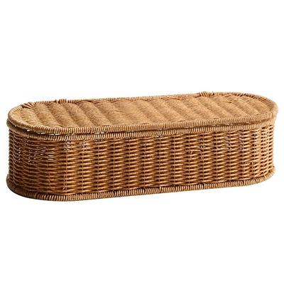 M-Modern-Woven Storage Box Bohemian Style Imitation Rattan, Dust-Proof Cutlery Frame, Home Basket Kitchen Organizer Large Size